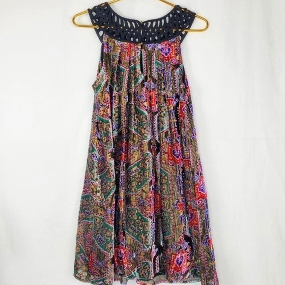 Anthropologie Moulinette Soeurs Linnea Silk Blend Velvet Burnout mini dress S - Picture 4 of 12